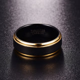 Wonderful Popular Classic Pure Tungsten Black and Gold-Color Wedding Engagement Men Rings