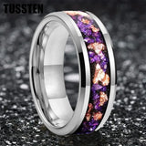 Amethyst Gold Stone in the Middle Groove 6/8MM Men's and Women's Comfort Fit Engagement Wedding Rings and Bands