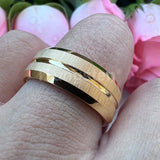 Popular Grooved Brushed Beveled Finish 6mm 8mm Classic Wedding Band Men Women Tungsten Carbide Comfort Fit Ring