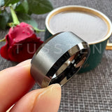 Beveled Edges Matte Finish Gold/Black Tone 10mm Tungsten Carbide Rings for Men Women Fashion Engagement Wedding Band