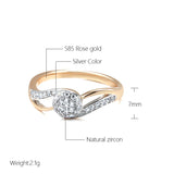 Sparkling  Luxury Fashion 14K Rolled Rose Gold  AAA+ Full Zircon Diamonds Setting Bridal Wedding Ring Fine Jewelry