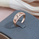 New Hollow Crystal Flower Design Rolled 14K Rose Gold AAA+ CZ Diamonds Pave Setting Women's - Vintage Jewelry