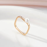 Designer Works Simple Square Pearl Ring For Women Filled Rose Gold of 14-Karat Purity Luxury Jewelry