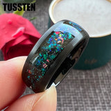 Terrific Galaxy Opal Brushed 8MM Cool Wedding Comfort Fit Bands Rings Tungsten Jewelry For Men and Women