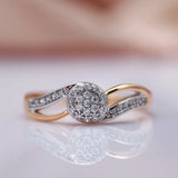 Sparkling  Luxury Fashion 14K Rolled Rose Gold  AAA+ Full Zircon Diamonds Setting Bridal Wedding Ring Fine Jewelry