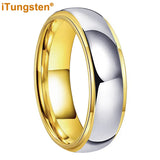 High Polished 6mm 8mm Tungsten Marriage Two Tone Comfort Fit Wedding Bands For Men, Women - Trendy Fashion Jewelry