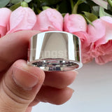Shiny Tungsten Pipe Cut Polished 12mm Large Men Ring  Comfort Fit Wedding Band Fashion Jewelry