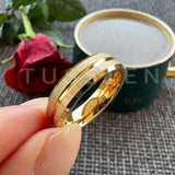 Sandblasted Finish 14K Gold Plated  6/8MM Tungsten Comfort Fit Ring for Men Women - Fashion Engagement Wedding Band