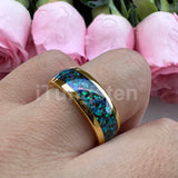 Nice Shiny Galaxy Opal Domed Polished 8mm Tungsten Men and Women Comfort Fit Engagement Wedding Bands