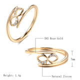 Minimalist Double Twist White 14K Rolled Rose Gold AAA Zircon Diamonds Geometric Rings For Women Fine Party Jewelry