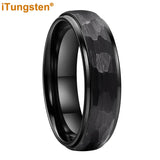 Marvelous Domed Stepped Edges 6mm 8mm Tungsten Hammer Comfort Fit Engagement Wedding Band Men, Women Trendy Jewelry