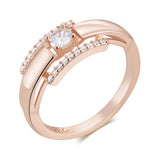 Fashion Simple Glossy AAA Zircon Diamonds Filled 14K Rose Gold Bride Wedding Rings For Women - Daily Fine Jewelry