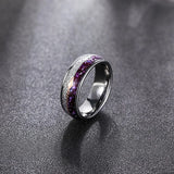 High Polished Rose Gold Arrow Purple Agate & Meteorite Domed 8mm Tungsten Wedding Engagement Bands for Men Women