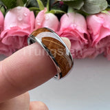 Cool Whiskey Barrel Oak Wood Domed Polished 8mm Tungsten Comfort Fit Engagement Wedding Band for Men Women