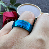 Stepped Finish Great Workmanship 6/8MM Men Women Hammer Ring Stylish Tungsten Comfort Fit Wedding Band