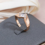 New Design Luxury Square AAA Cubic Zircon Diamonds Rolled Rose Gold of 14-Karat Purity Fine Jewelry Rings For Women
