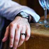 Fabulous New Arrival Popular 6/8mm Black Hammer Pattern Tungsten Carbide Brushed Ring Wedding Bands