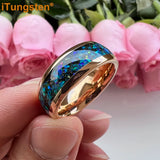 Nice Shiny Galaxy Opal Domed Polished 8mm Tungsten Men and Women Comfort Fit Engagement Wedding Bands