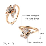 Amazing 14K Rolled Rose Gold Cute AAA+ Zircon Diamonds Full Paved Fox Rings For Women Party Fashion Gifts