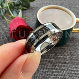 High Quality Beveled Polished Finish 8MM Black Meteorite Rings Men and Women Tungsten Gold Comfort Fit Wedding Band