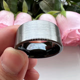 Classic Multiwidth Black Brushed FinishTungsten 6/8/10/12MM Flat Comfort Fit Wedding Band Ring for Men and Women