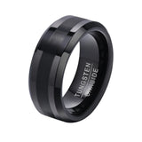 High Quality Black Silver Color Anti Scratch 8mm Tungsten Wedding Bands for Men - Simple Plain Male Wedding Rings