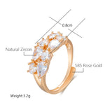 Gorgeous Rolled 14K Rose Gold AAA Zirconia Crystals Full Pave Open Rings for Women - Size Adjustable Luxury Jewelry