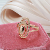 Luxury Glossy AAA Zircon Diamonds Paved Original Design Fashion Filled 14K Rose Gold Women's Ring Daily Jewelry Gift