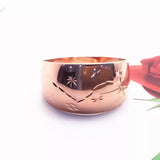 New Arrival 14K Filled Rose Gold Engraved Small Flower Glossy Shiny Wide Rings for Women - Banquet Jewelry