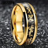Awesome Gold Foil Inlaid 6/8MM Tungsten Men's and Women's Comfortable Fit Wedding Rings