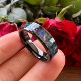 Trendy Galaxy Series Opal Inlay Polished Shiny 6mm 8mm Black Men Women Tungsten Engagement Wedding Band