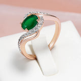 New Arrival Vintage Design Luxury Filled 14K Rose Gold Dark Green AAA Zircon Rings For Women Fine Jewelry