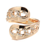 Personality Twist Chain 14K Filled Rose Gold With AAA Zircon Diamonds Rings Fashion Women Rings Party Unusual Jewelry