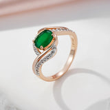 New Arrival Vintage Design Luxury Filled 14K Rose Gold Dark Green AAA Zircon Rings For Women Fine Jewelry