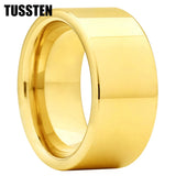 Dropshipping TUSSTEN 10/12MM Wide Glossy Large Men's RingShiny Wedding Ring Tungsten Flat and Polished Ends for Comfort Fit
