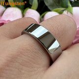 Flat Polished 6mm 8mm Men Women Tungsten Carbide Wedding Band Fashion, Forever Comfort Fit Rings