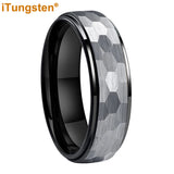 Popular Multicolor 6mm 8mm Men Women Tungsten Hammer Ring Comfort Fit Weddding Band
