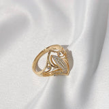 Elegant Geometric Curve 14K Filled Rose Gold With AAA Zircon Diamonds Women's Personality Texture Rings Fine Jewelry