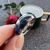 Awesome Blue Crystal Stone Inlaid 4/6/8MM Men's and Women's Comfortable Fit Wedding Tungsten Rings