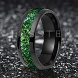 Green Moss Agate Inlay 6/8MM Dome Edges Tungsten Carbide Rings Mens Womens Fashion Engagement Wedding Bands