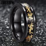 Awesome Gold Foil Inlaid 6/8MM Tungsten Men's and Women's Comfortable Fit Wedding Rings