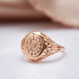 New Arrival Glossy Filled 14K Rose Gold Unique Pattern Round Rings for Women - Ethnic Bride Wedding Jewelry