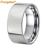 Shiny Tungsten Pipe Cut Polished 12mm 10mm Large Men Comfort Fit Wedding Band Fashion Jewelry