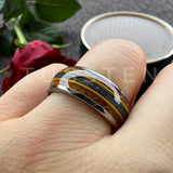 Whisky Wood Guitar String Lapis Inlay 8MM  Black Tungsten Rings for Men and Women - Fashion Engagement Wedding Bands