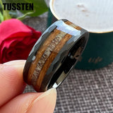 Super 8MM Whisky Wood Pilose Antler Ring Hammered Tungsten Pipe Cut Finish Comfort Fit Wedding Band For Men Women