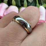 High Polished 6mm 8mm Tungsten Marriage Two Tone Comfort Fit Wedding Bands For Men, Women - Trendy Fashion Jewelry