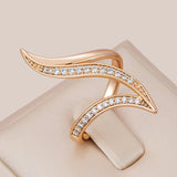 Luxury Elegant Fashion Geometric Curve AAA Zircon Diamonds Rings For Women 14K Filled Rose Gold Daily Fine Jewelry