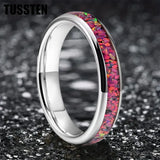 Charming Opal Ring Nice 4MM Color Women Tungsten Comfort Fit Engagement Wedding Bands Trendy Jewelry