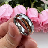 Koa Wood Meteorite Inlay  8mm Fashion Jewelry Tungsten Rings for Men Women Comfort Fit Engagement Wedding Band