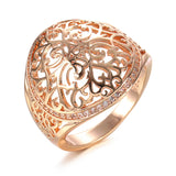 New Big Size Elegant Rolled 14K Rose Gold with AAA+ Cubic Zirconia Diamonds Rings - Bride Wedding Party Jewelry